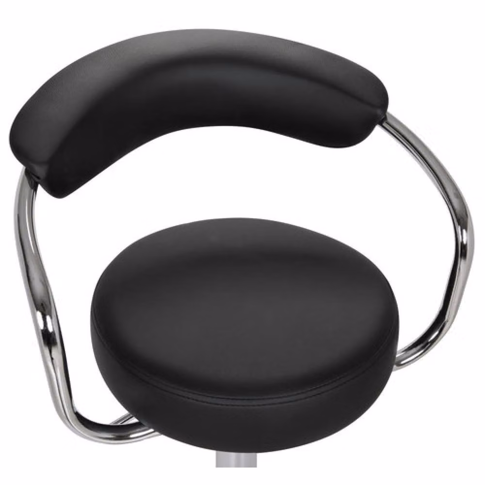 netfurniture Berty Black Faux Leather Swivel Kitchen Breakfast Bar Stool with Armrests – 3