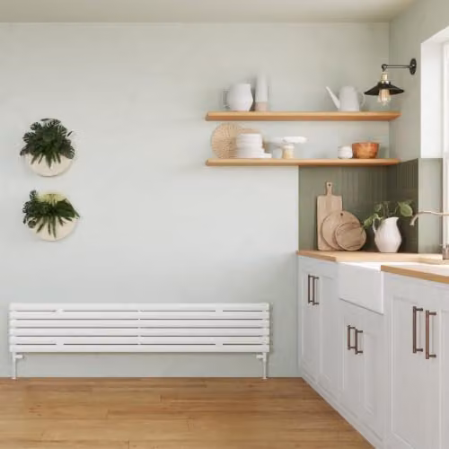 UK Radiators Omeara Axis White Elliptical Tube Horizontal Designer Radiator W: 180 cm, H: 34.8 cm – 2