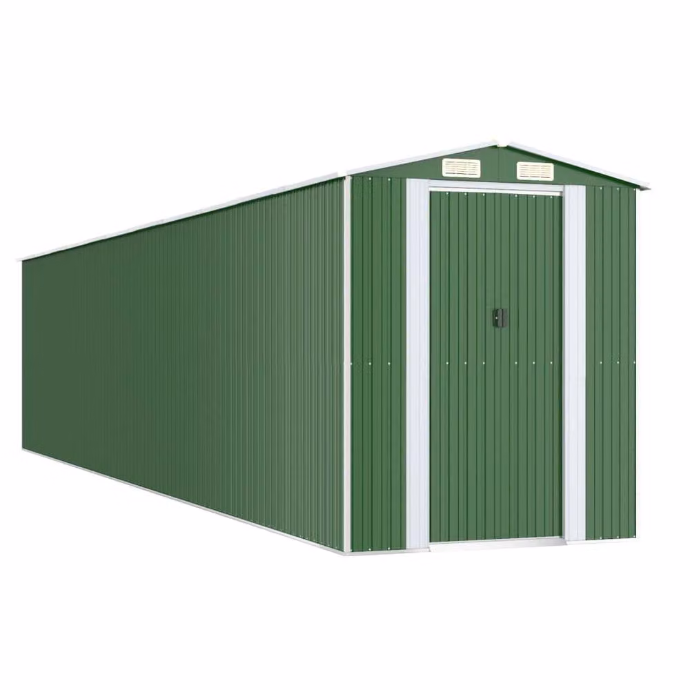 Berkfield Green Galvanised Steel Garden Shed with Gable Roof, W/D/H: 192 x 938 x 223 cm – 3