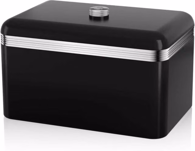 Swan Retro Metal Bread Bin in Black