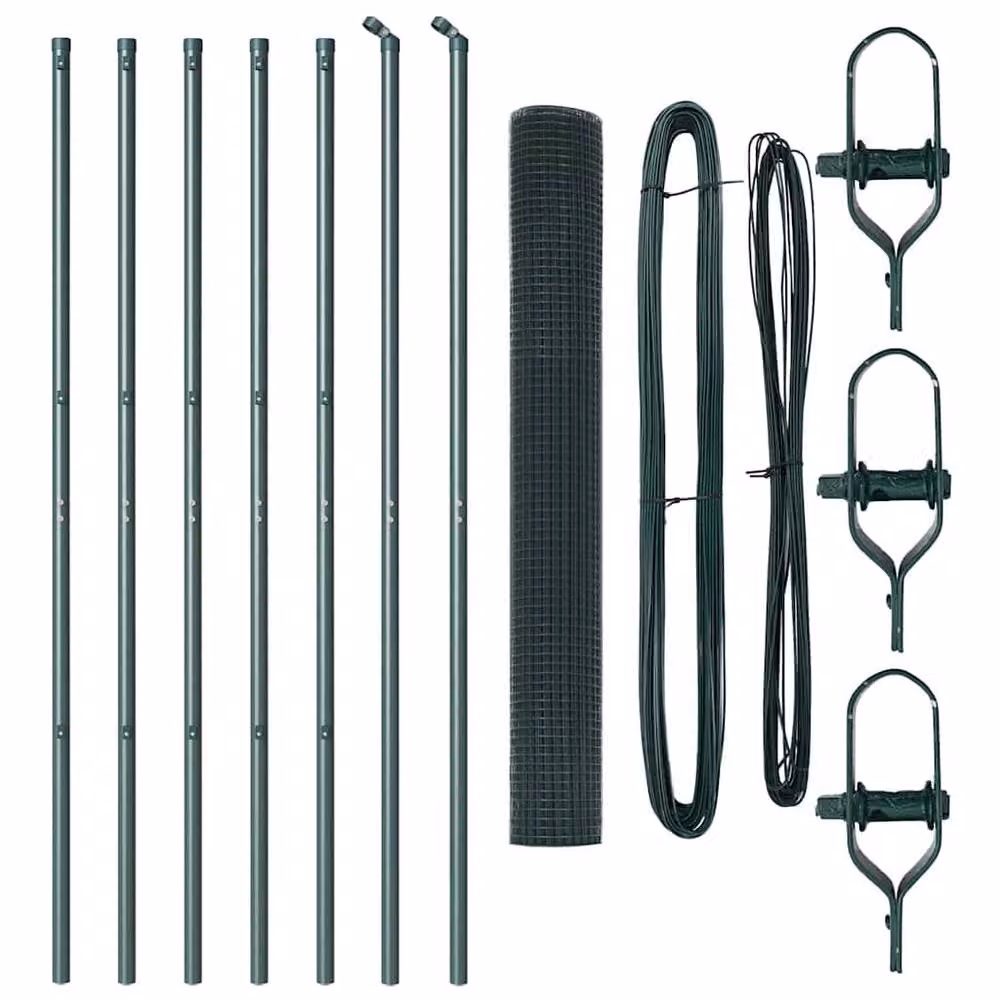 Berkfield Home Green Metal Fence Post Set of 2 – 4