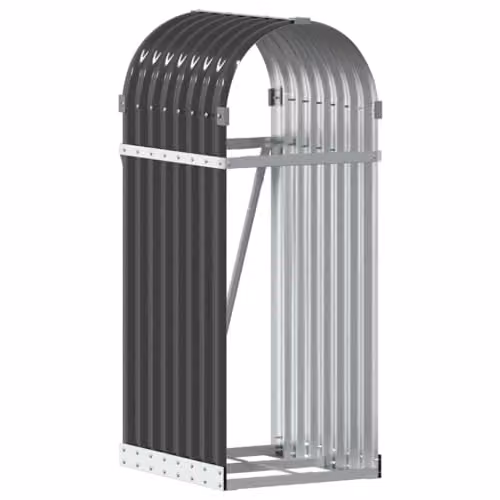 vidaXL Anthracite Log Holder in Galvanised Steel, W/D/H: 40 x 45 x 100 cm