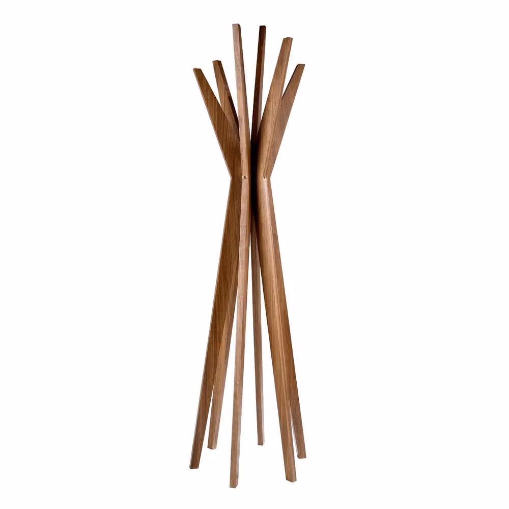 Angel Cerda Walnut Veneer Coat Rack with 6 Hooks, Brown, W/D/H: 50 x 50 x 190 cm – 2