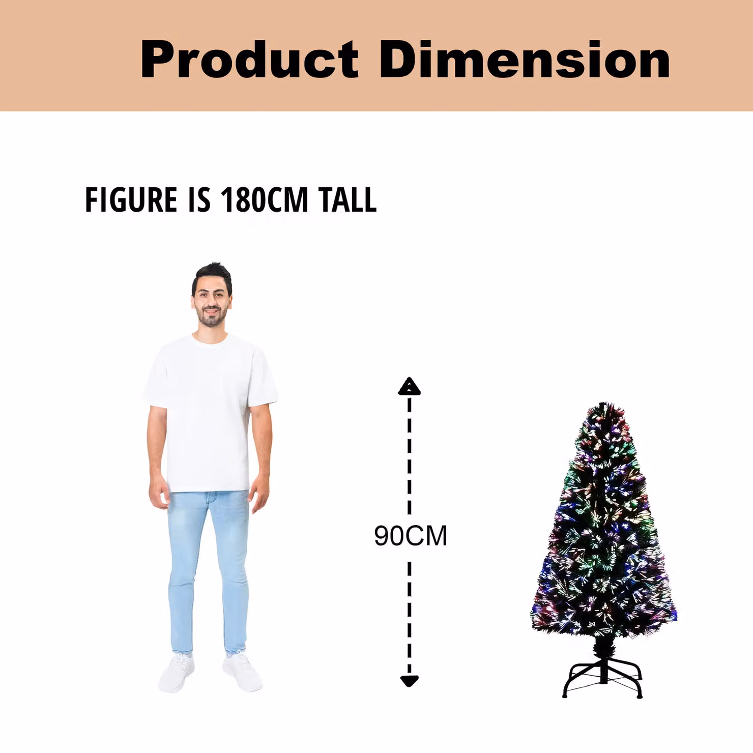 Shatchi Multicolour LED Pre-Lit Fibre Optic Christmas Tree in Green, Height: 90 cm – 4