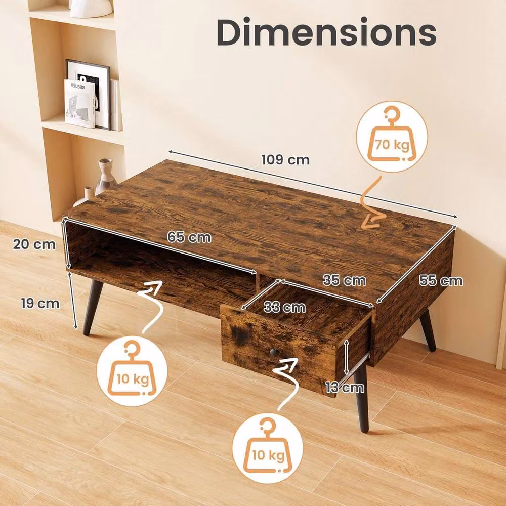 Kelvenix Industrial Brown Wooden and Metal Rectangular TV Stand – 2
