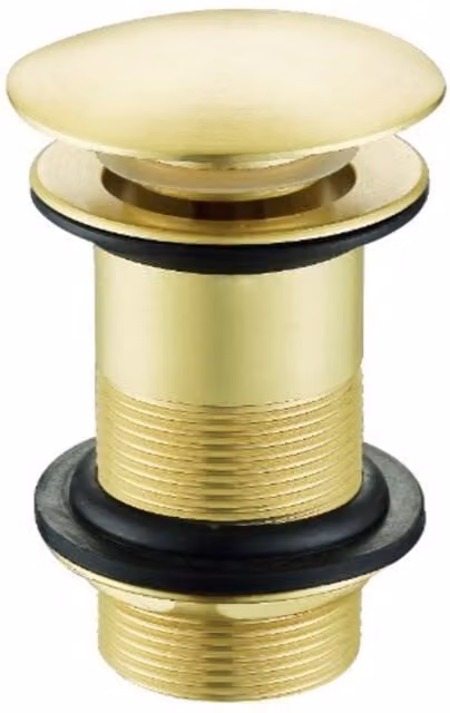 Nes Home Brushed Brass Unslotted Basin Waste with Push Button in Gold