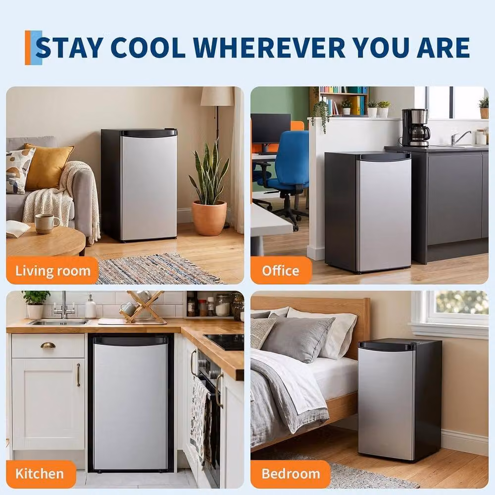London Boutique 45L Compact Table Top Refrigerator with Freezer in Silver – 3