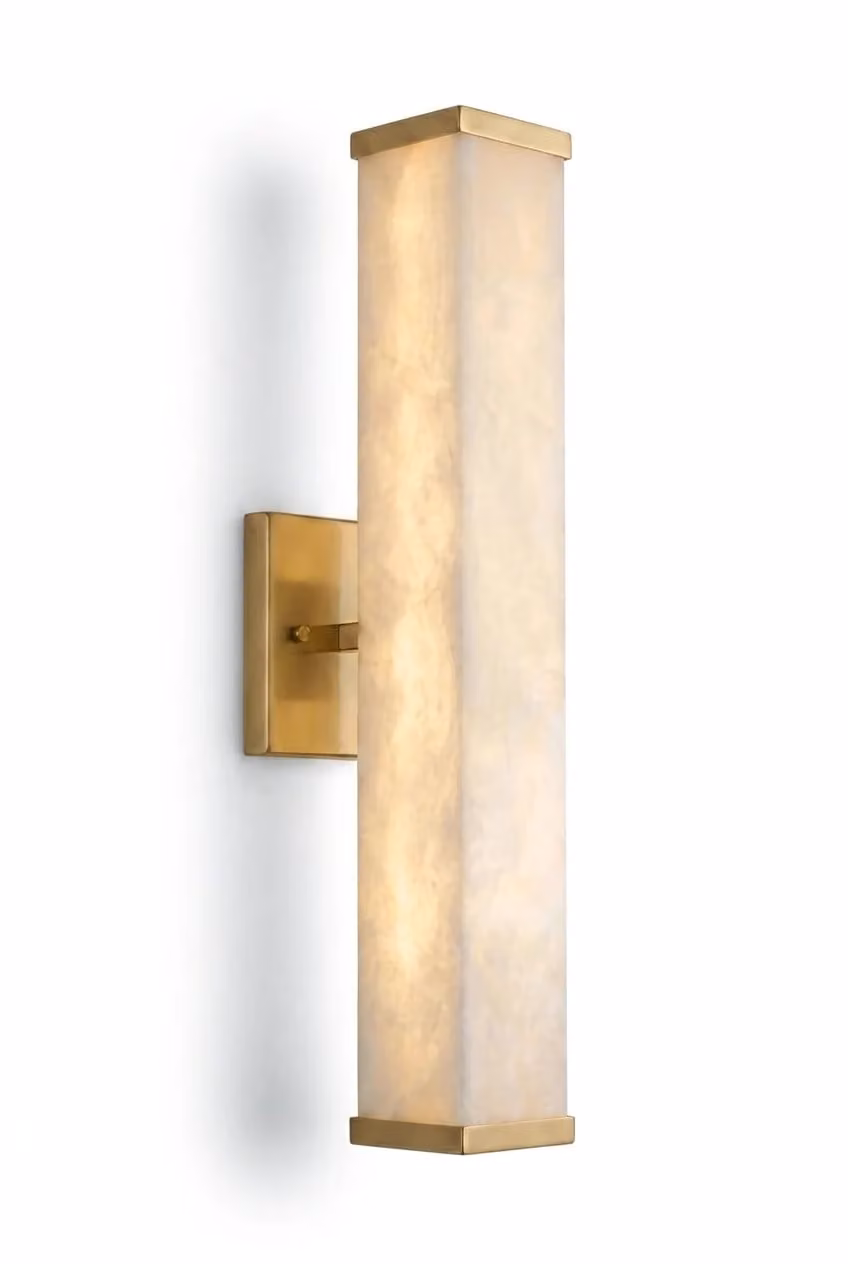 Araco Lumière Frozen Arc Alabaster Wall Light in White and Gold/Brass