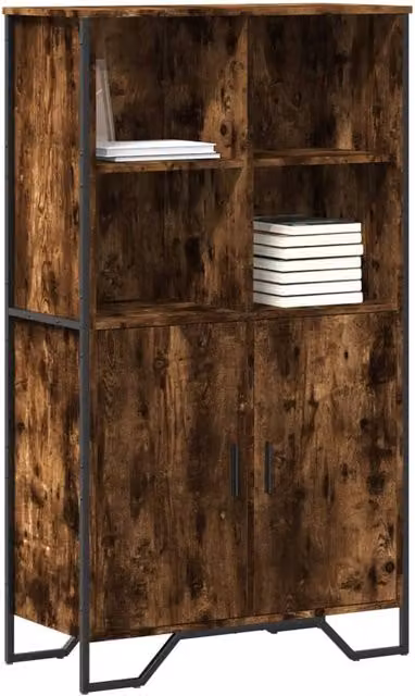 Berkfield Home Smoked Oak Highboard in Brown, W/D/H: 79.5 x 35.5 x 137.5 cm – 1