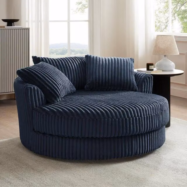 Home Detail Sky Corduroy Swivel Loveseat in Dark Blue – 2