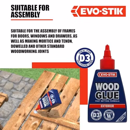 Evostik Exterior Wood Glue D3 Weatherproof Rapid Setting Dispersion 125ml – 4