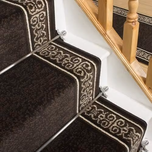 runrug Brown Tribal Ethnic Stair Runner, Machine Woven Polypropylene, W: 60 cm, L: 660 cm, H: 0.9 cm – 3