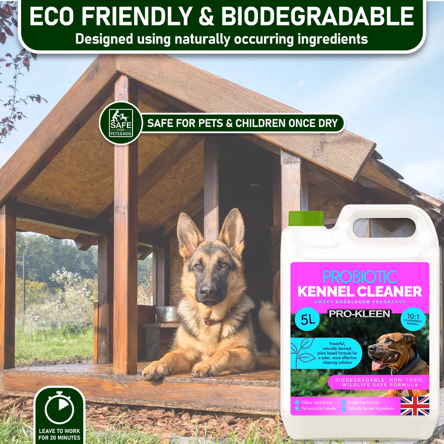 Pro-Kleen ProBiotic Kennel Cleaner, Biodegradable and Non-Toxic, Bubblegum Pink, 5 l – 4
