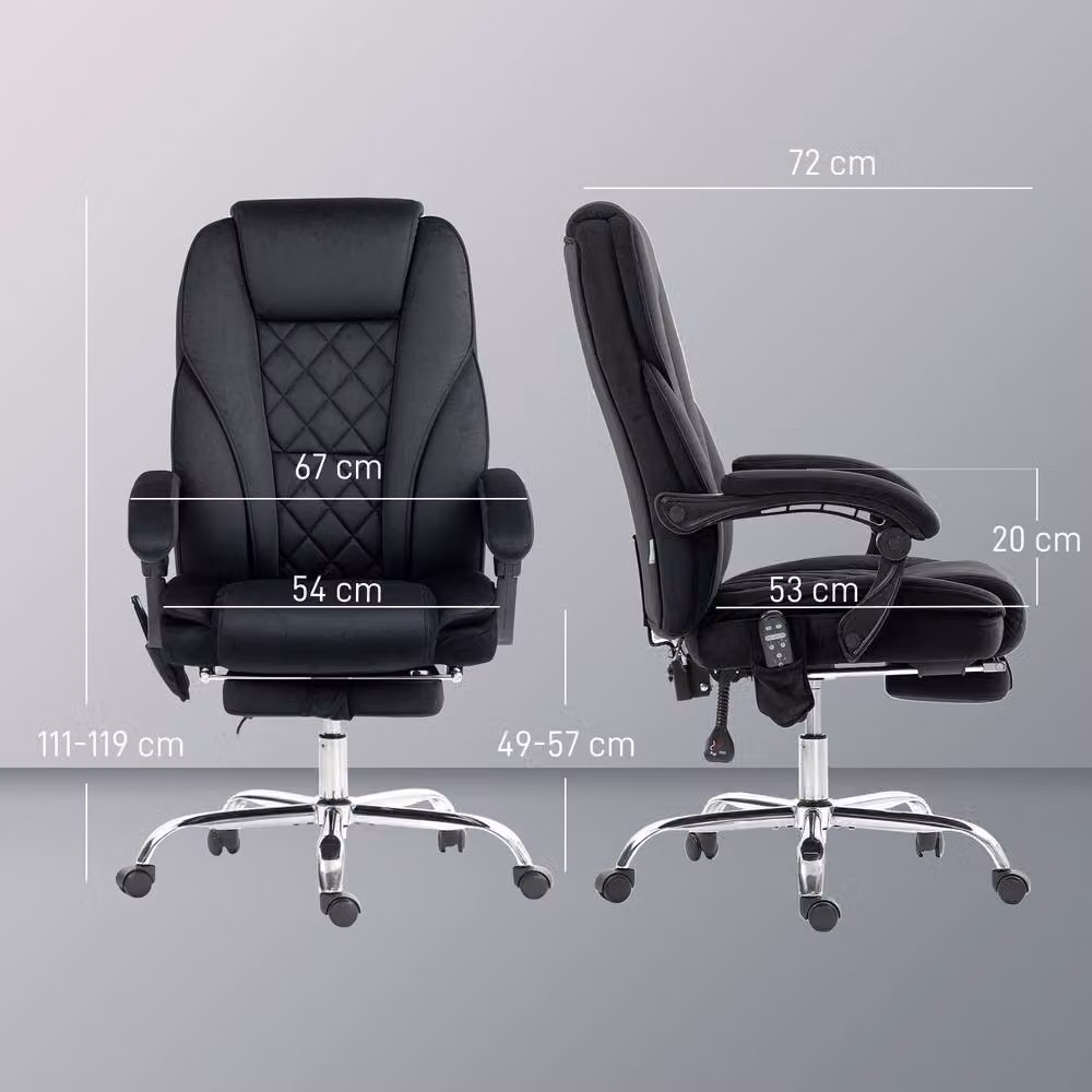 STILVORA Black Fabric Executive Massage Office Chair with Headrest and 360 Degree Swivel – 3