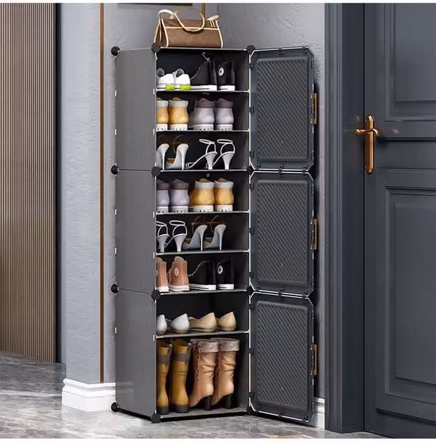Living and Home 8-Tier Modern Shoe Storage Cabinet in Dark Grey – 1