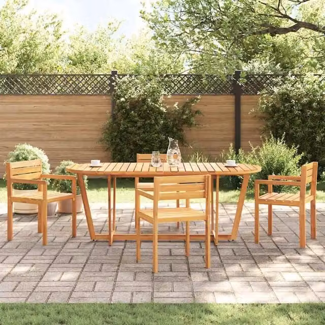 Berkfield Home Garden Oval Acacia Wood Dining Table in Brown, W/D/H: 200 x 90 x 75 cm – 1