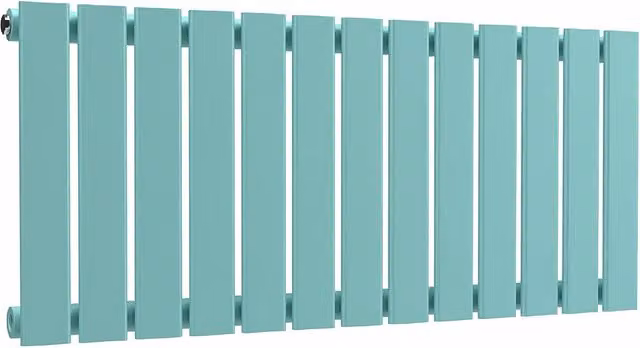 Lux Heat Single Flat Horizontal Radiator in Light Aqua Green, W: 91.0 cm, H: 40.0 cm