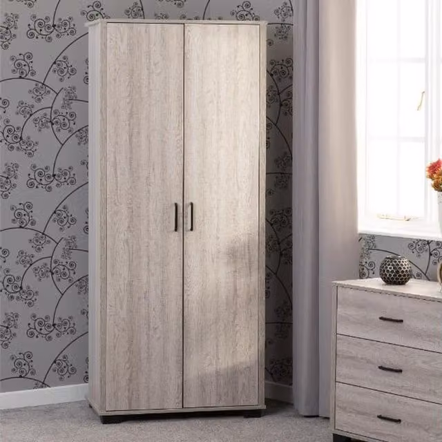 Seconique Oliver 2 Door Wardrobe in Oak with Internal Shelves and Hanging Rod