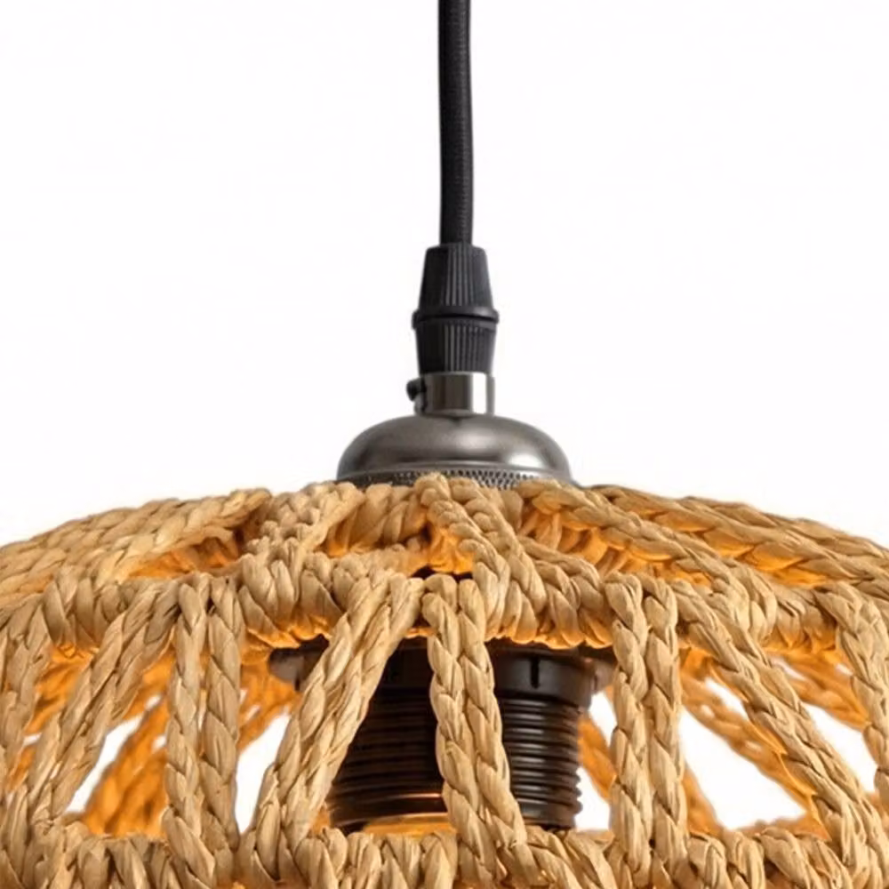 Emitto Boho Hemp Rope Ceiling Pendant Light Shade in Yellow and Beige – 3