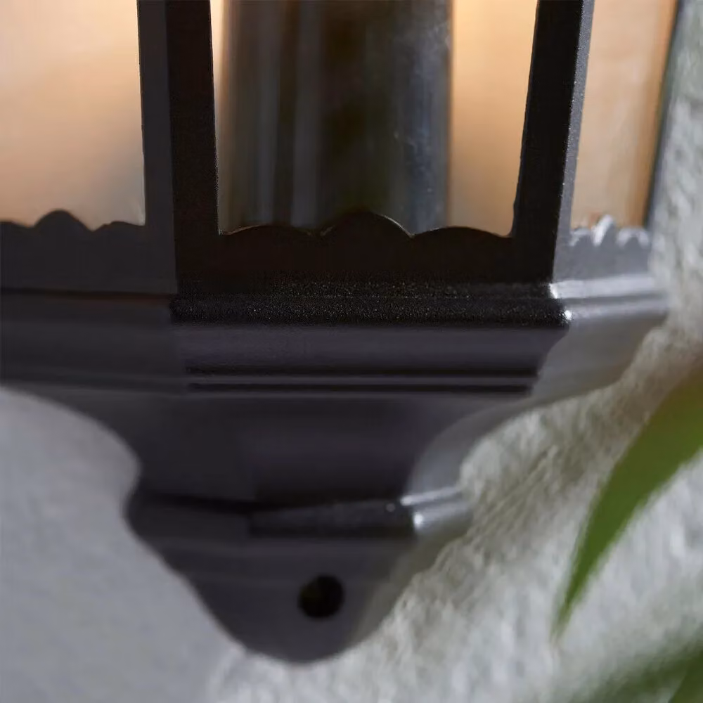 Loops IP44 Black Traditional Lantern Outdoor Wall Light with Transparent Glass – 4