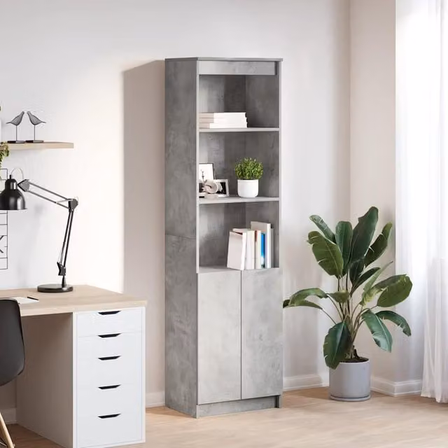 Berkfield Home Modern Wall Mounted Highboard in Concrete Grey, W/D/H: 50 x 35 x 180 cm