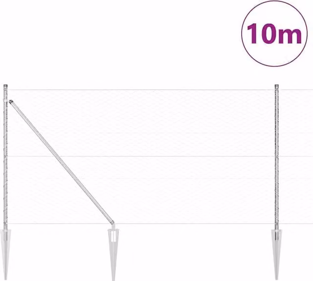 Berkfield Home Hexagon Fence, Galvanised Steel, Silver, 1 x 10 m