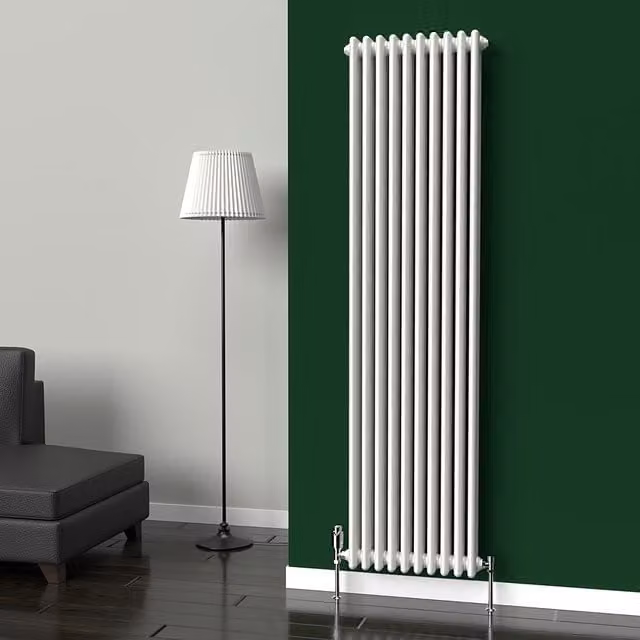 Lux Heat White Vertical 3 Column Traditional Steel Radiator, H 180 cm x W 47 cm