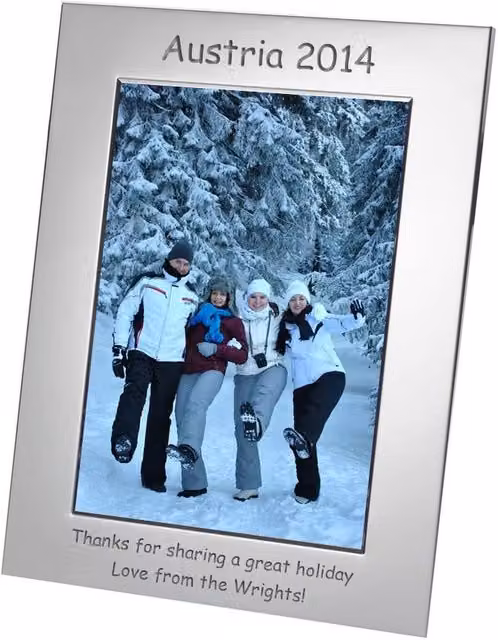 Uniqueful Personalised Silverplated Rectangular Single Photo Frame in Silver, 7x5 inch