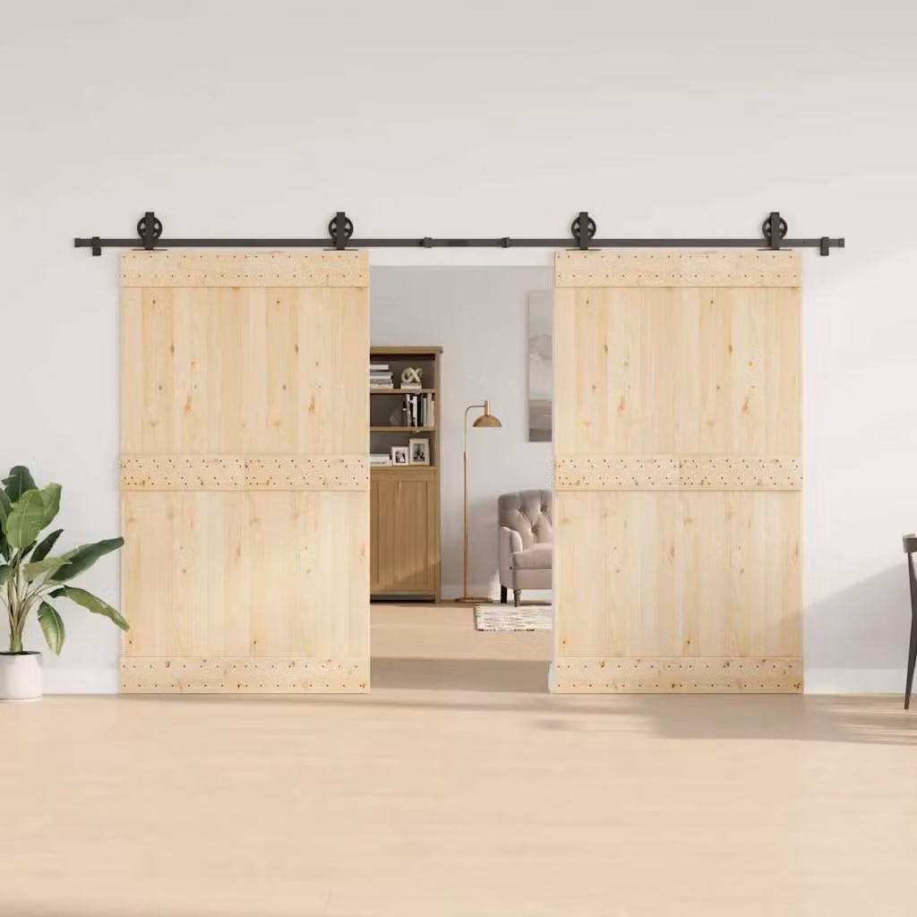 Berkfield Home Sliding Door Hardware Kit in Black Steel, 366 cm – 2