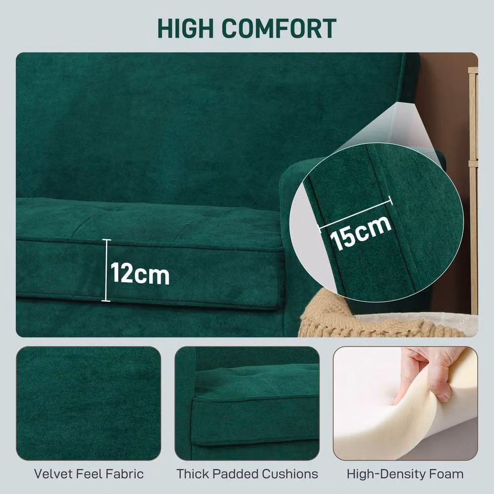 STILVORA 2-Seater Green Velvet Click-Clack Sofa Bed – 3