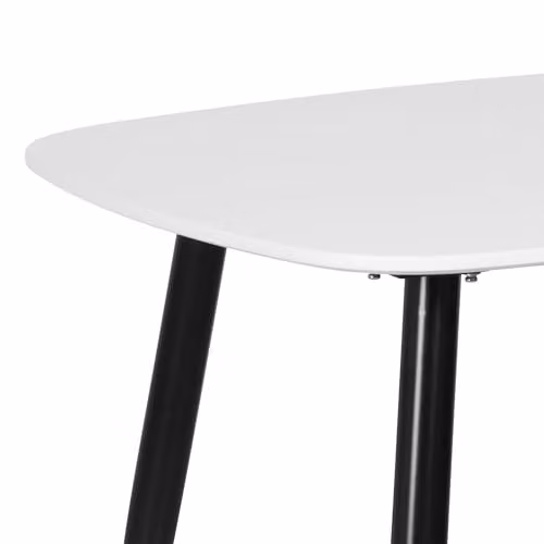 Core Products Aspen Casual Dining Set with Square White Wood Table and Four Grey Upholstered Fabric Chairs with Black Metal Legs – 3