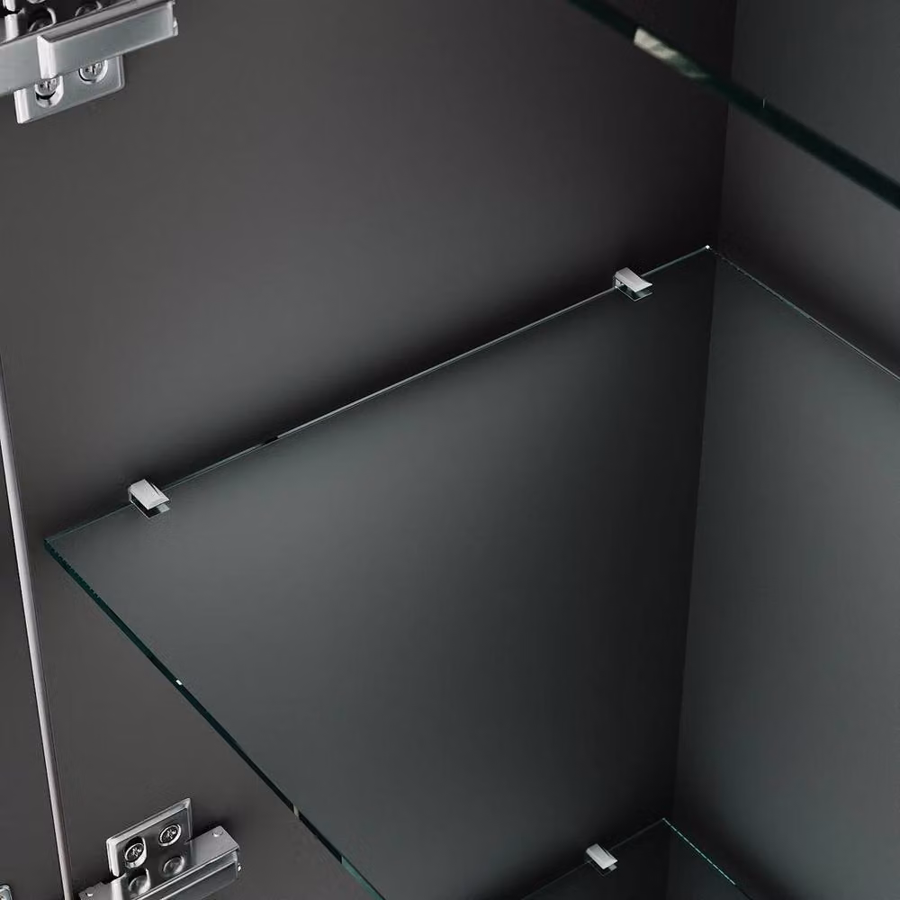 FORGEVIO Modern High Gloss Black Display Cabinet with Glass Doors and Internal Shelves, W/D/H: 40 x 40 x 187 cm – 3