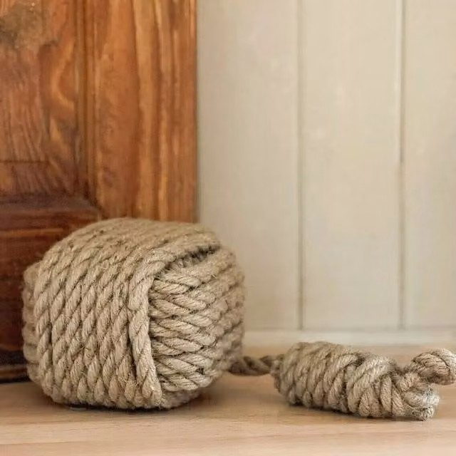 Marco Paul Heavy Duty Jute Rope Ball Door Stop, Beige, Diameter: 15 cm