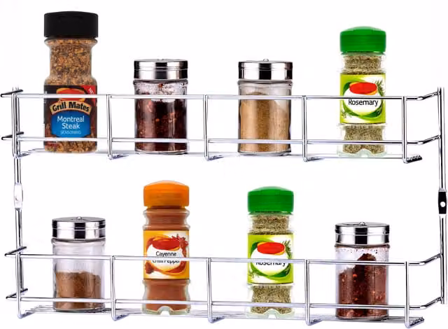 Buckingham Wall Mounted Metal Spice and Herb Rack in Silver