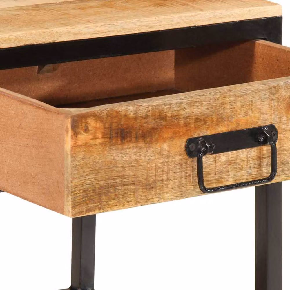 Berkfield Home Modern Bedside Cabinet in Brown Solid Rough Mango Wood, W/D/H: 40 x 35 x 50 cm – 5