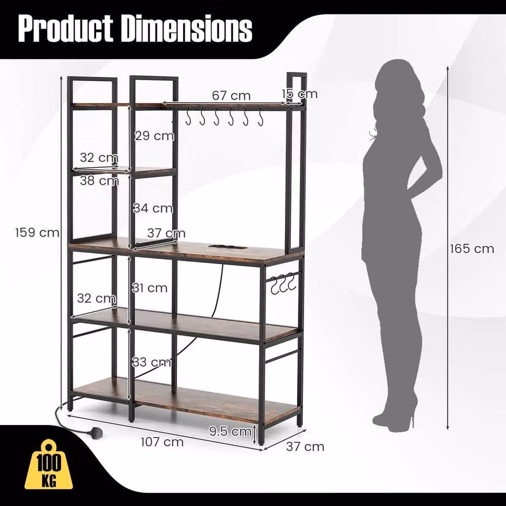 PAWNORA Black Metal Industrial Kitchen Utility Storage Shelf – 2