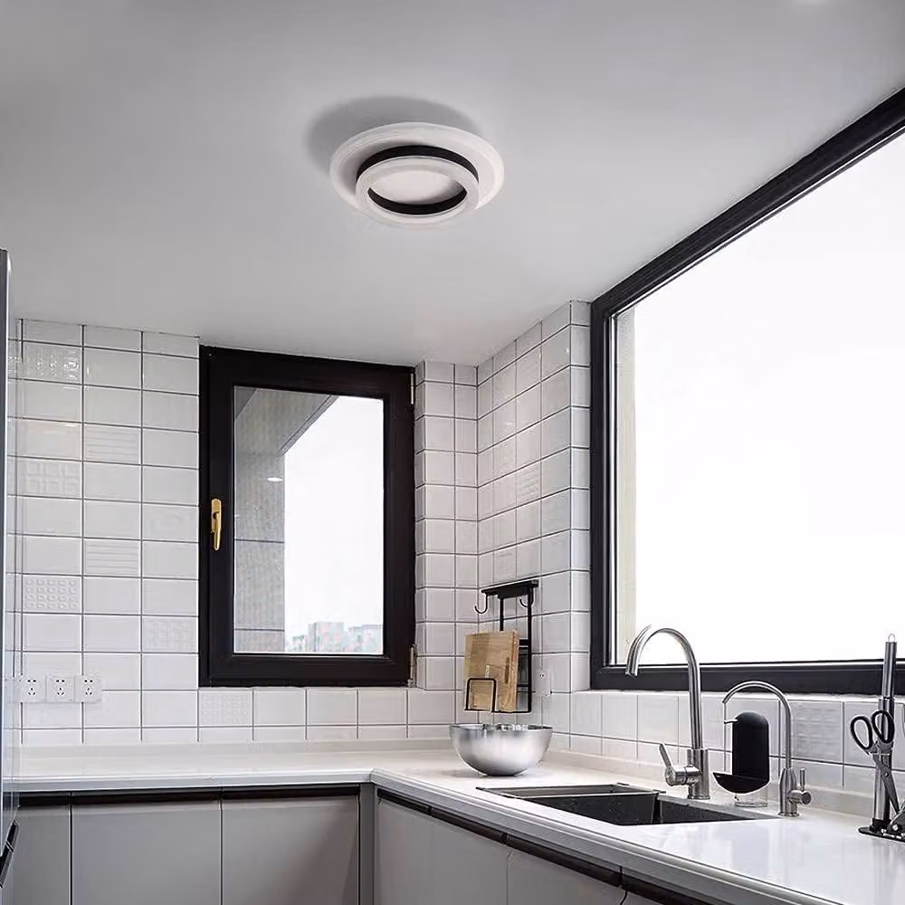Goeco Modern LED Ring Ceiling Light, 24W, Black, 3000K Warm White – 6