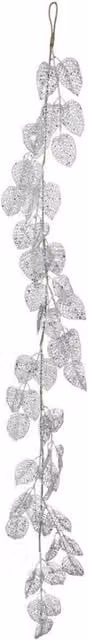 KDMD Silver Glitter Leaf Garland, 150cm – 1