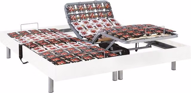 Vente-unique Electric Adjustable Single Bed with White Wood Decorative Pads, W/D/H: 90 x 200 x 20 cm
