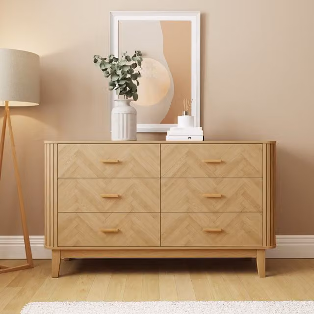 GFW Axel 6 Drawer Chest in Oak Brown