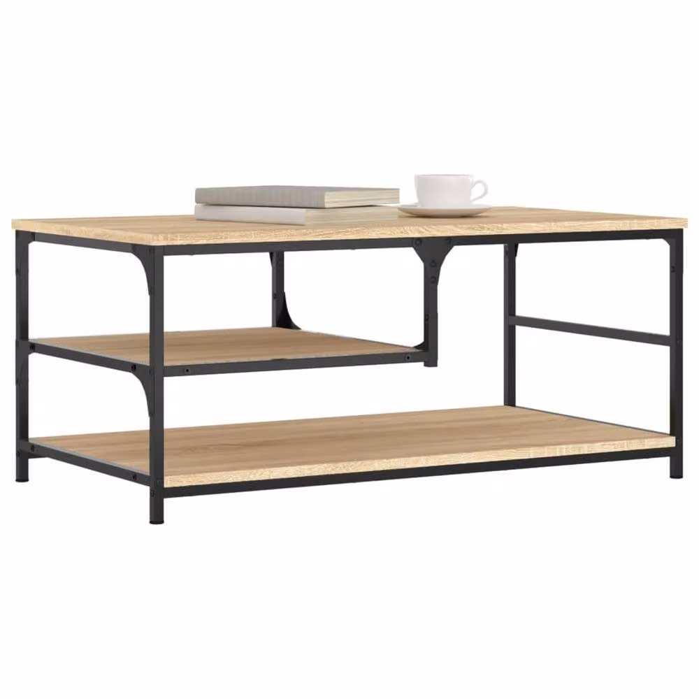 Berkfield Home Sonoma Oak Coffee Table in Light Brown, W/D/H: 90 x 49 x 40 cm – 3