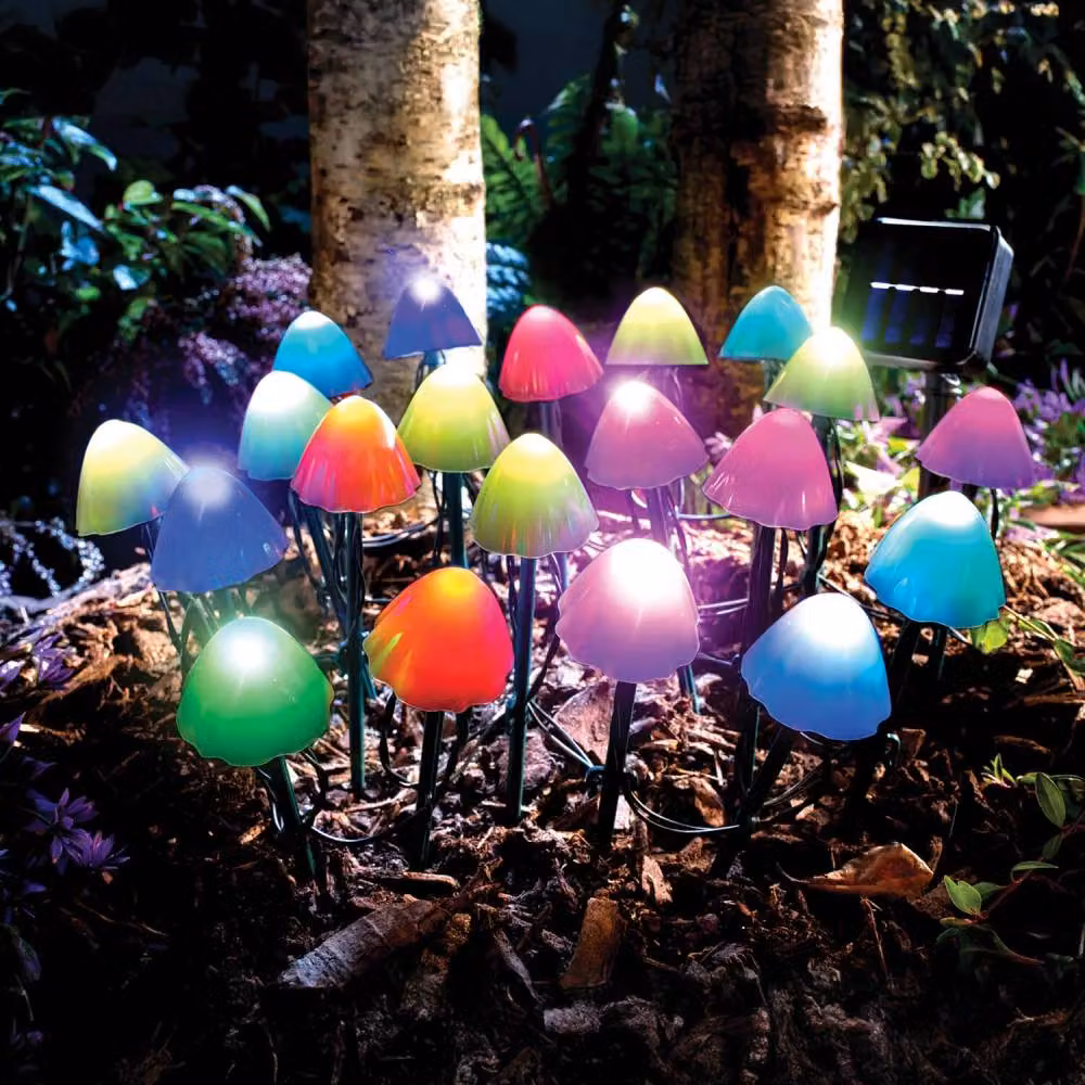 Gainsborough Solar Mushroom String Lights with Colour Changing RGB LED, Multicolour – 2