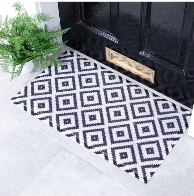 Artsy Mats Diamond Black Graphic Doormat, W: 70 cm, D: 40 cm