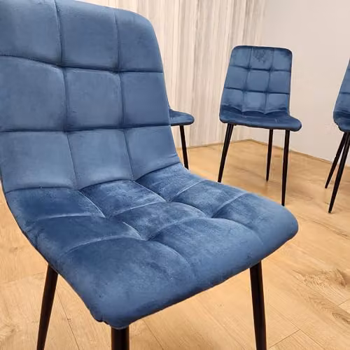 KOSY KOALA Set of 4 Blue Velvet Tufted Dining Chairs with Padded Seats – 3