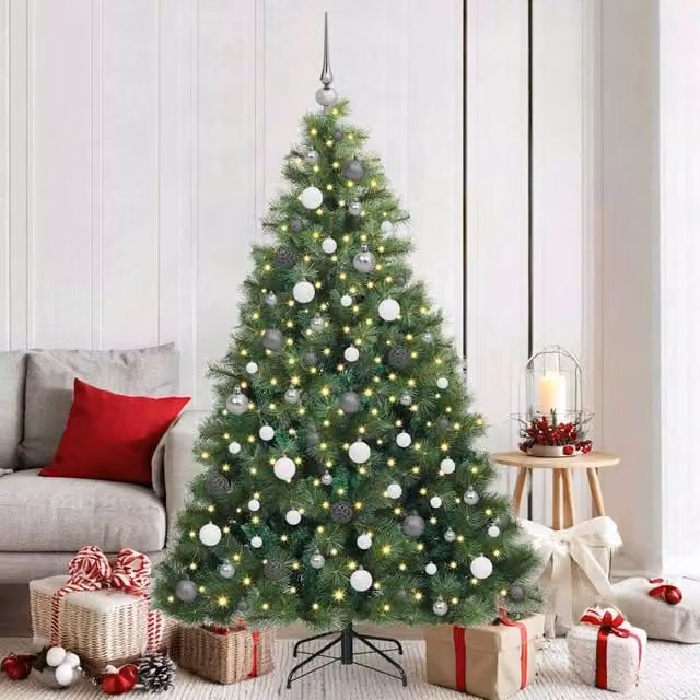 Berkfield Home Artificial Green Christmas Tree with 300 LEDs, Height: 180 cm