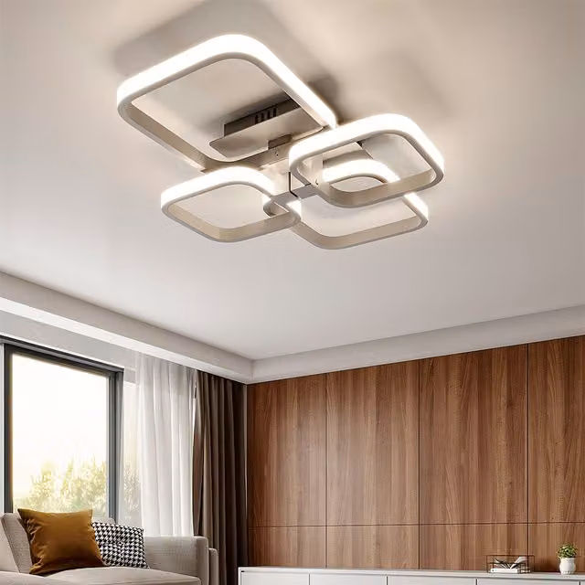 Livingandhome Minimalist White Metal Square Ceiling Chandelier Light 40W