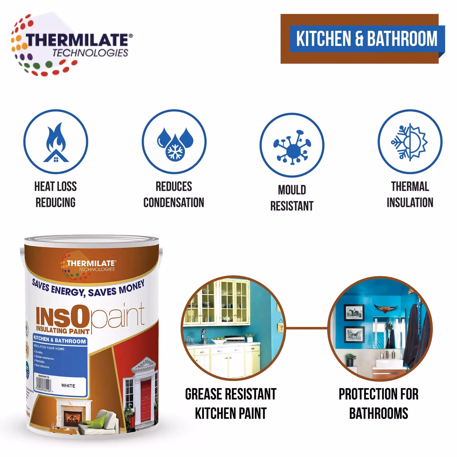 Thermilate Technologies Kitchen and Bathroom Acrylic Latex Paint in Magnolia, 5 l – 3