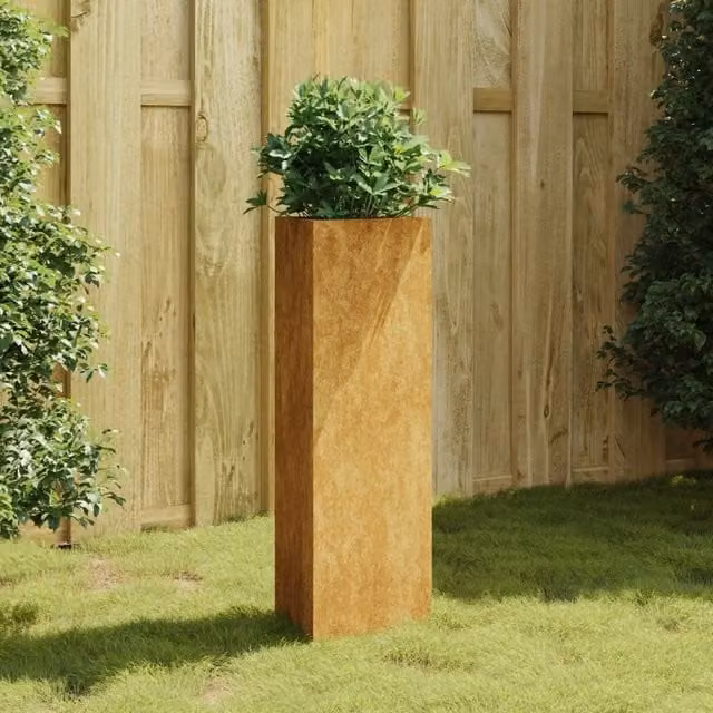Berkfield Home Brown Corten Steel Garden Planter Tub W/D/H: 30 x 26 x 75 cm