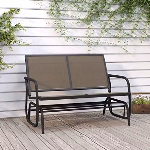 vidaXL Garden Glider Bench in Brown, W/D/H: 120.5 x 76 x 86.5 cm – 2