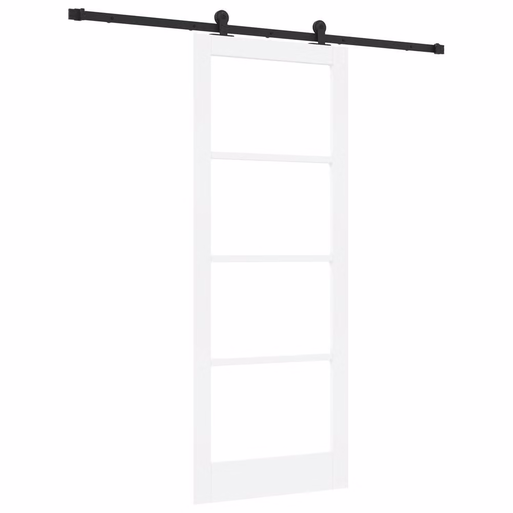 Berkfield Home Orkdal Modern White Lacquered Solid Wood and Glass Sliding Door with Hardware Set – 2